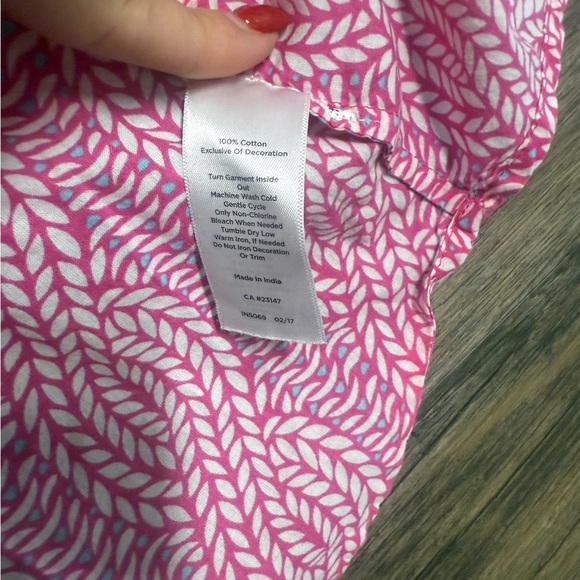 Talbots Pink Blouse with Blue Trim - Picture 4 of 7